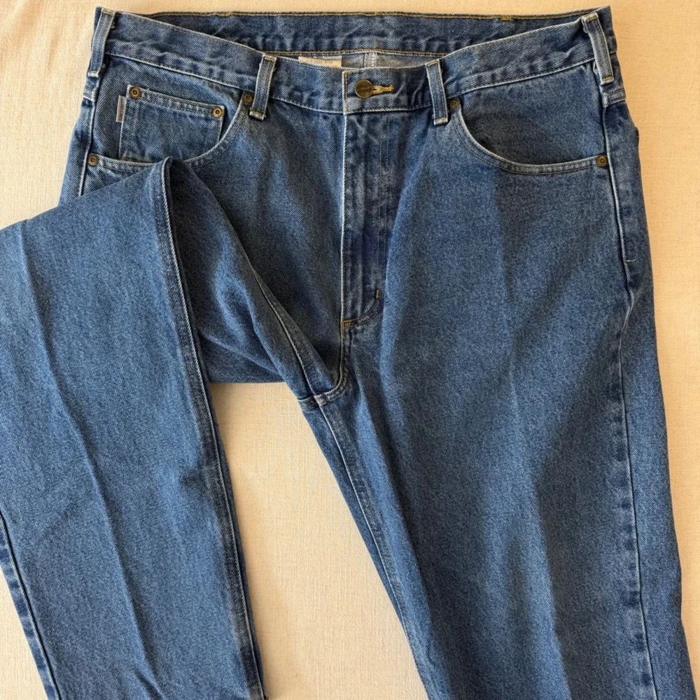Carhartt B17 DST Relaxed Fit Jeans Mens 38x32 Blue Dark Stone Denim Workwear